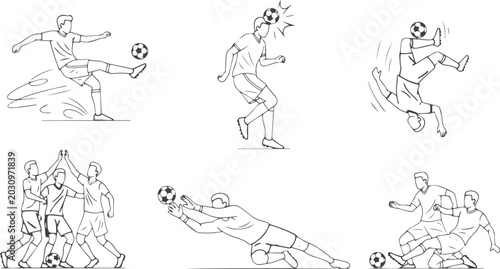 Fotografi Volleying / Kicking: A player striking a ball that is mid-air with the top or inside of their foot