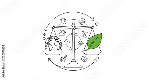 Bild auf Leinwand Balance scale shows Earth and nature in equilibrium