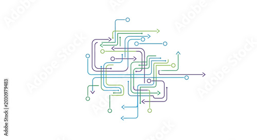 Canvastavla Abstract network of interconnected lines and arrows