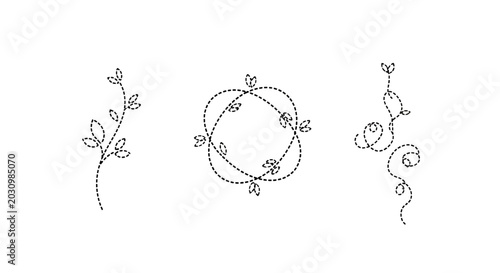 Elegant Hand Drawn Ornamental Vine Line Art Designs.