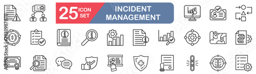 Photos Incident Management set of web icons in line style