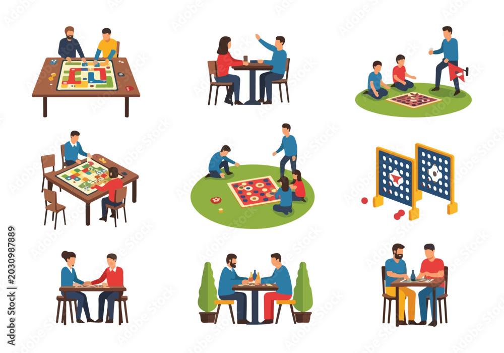 Fototapeta premium People engaging in various board games and social activities together