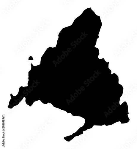 A contour map of Madrid. Spanish autonomous community silhouette