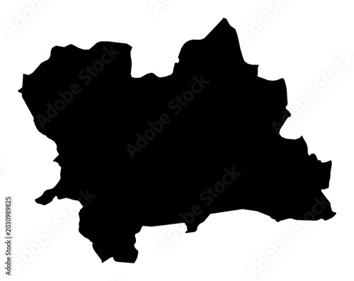 Foto A contour map of Zilina Region. Slovak region silhouette
