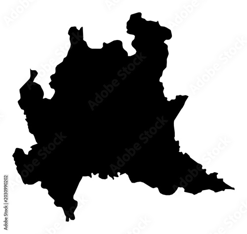 A contour map of Lombardy. Italian region silhouette