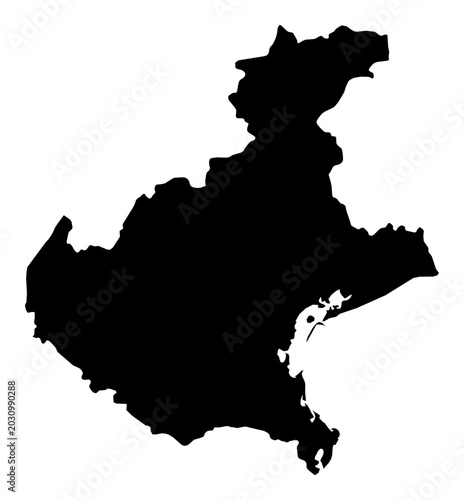 A contour map of Veneto. Italian region silhouette