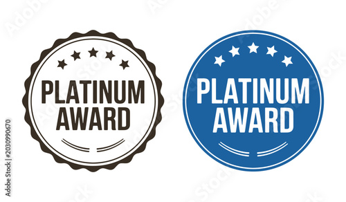 Platinum award stamp and circular certification badge set