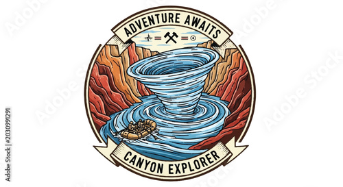 Photos Adventure awaits canyon explorer emblem illustration isolated