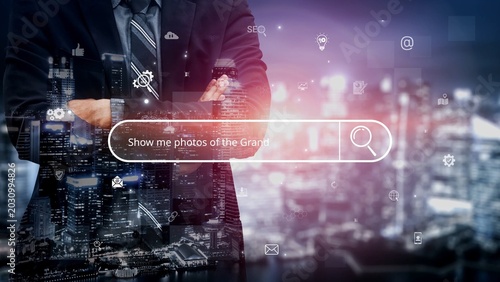 Fotografie Search engine interface for accessing digital information and online data