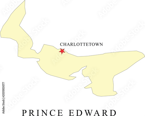 Fényképezés Isolated Map of Prince Edward Island with Capital City Charlottetown