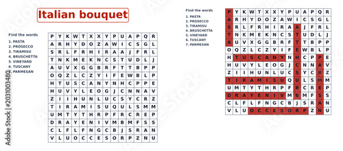 Italian Food And Wine Word Search Puzzle  