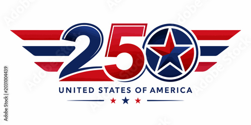 United states of america 250th anniversary with wings and star