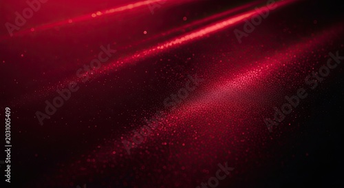 Abstract Red Light Beams and Dust Particles on Dark Background.