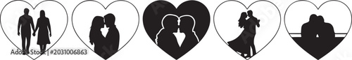 Fotografía Couple silhouettes in heart shapes for love and romance concepts