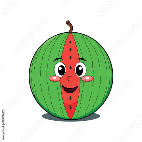 Cute Watermelon Vector Character for Kids Summer and Fruit Design