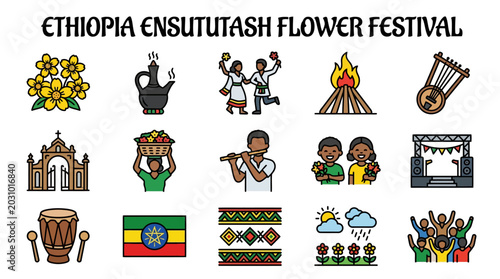 Ethiopia Enkutatash Flower Festival Icons - Celebration & Culture