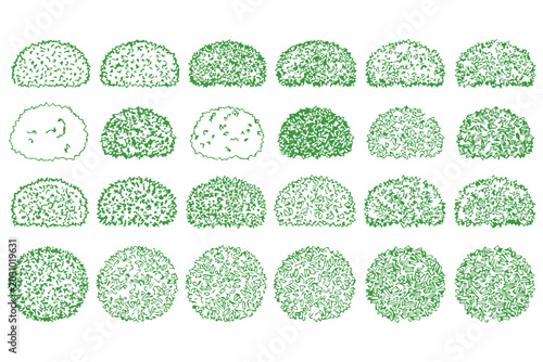 Bush Shrub Hatch Pattern Vector Set for Landscaping CAD Texture Design