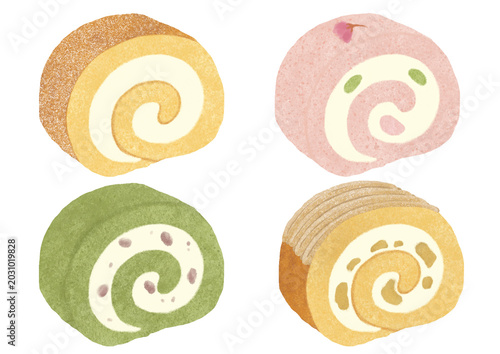 色々なロールケーキのイラスト