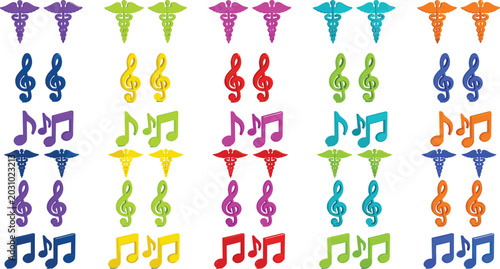 Schilderij op canvas Comprehensive vector icon design set featuring vibrant healthcare insignias and