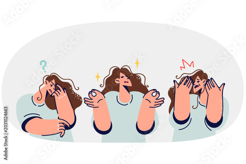 Foto Consequences of meditation for woman doing yoga and getting rid of depression or