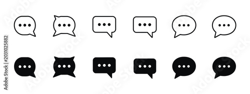 Messaging Speech Bubble icon collection, outline and solid chat symbols in clean vector style for UI, social apps and communication design.