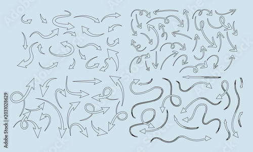 Abstract Dotted Lines and Squiggles on Light Blue Background, Graphic Elements Collection