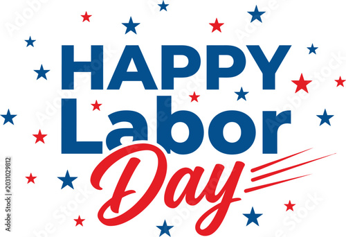 Vibrant labor day greeting with red blue stars