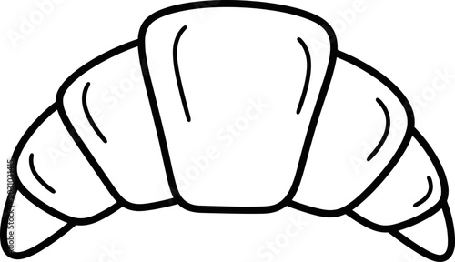 Foto Freshly Baked Croissant Icon, Line Art, Minimalist Food Illustration