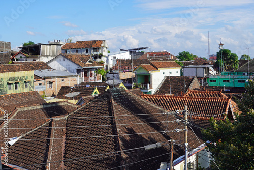 Fotografie residential neighborhood with humble houses and tiled roofs