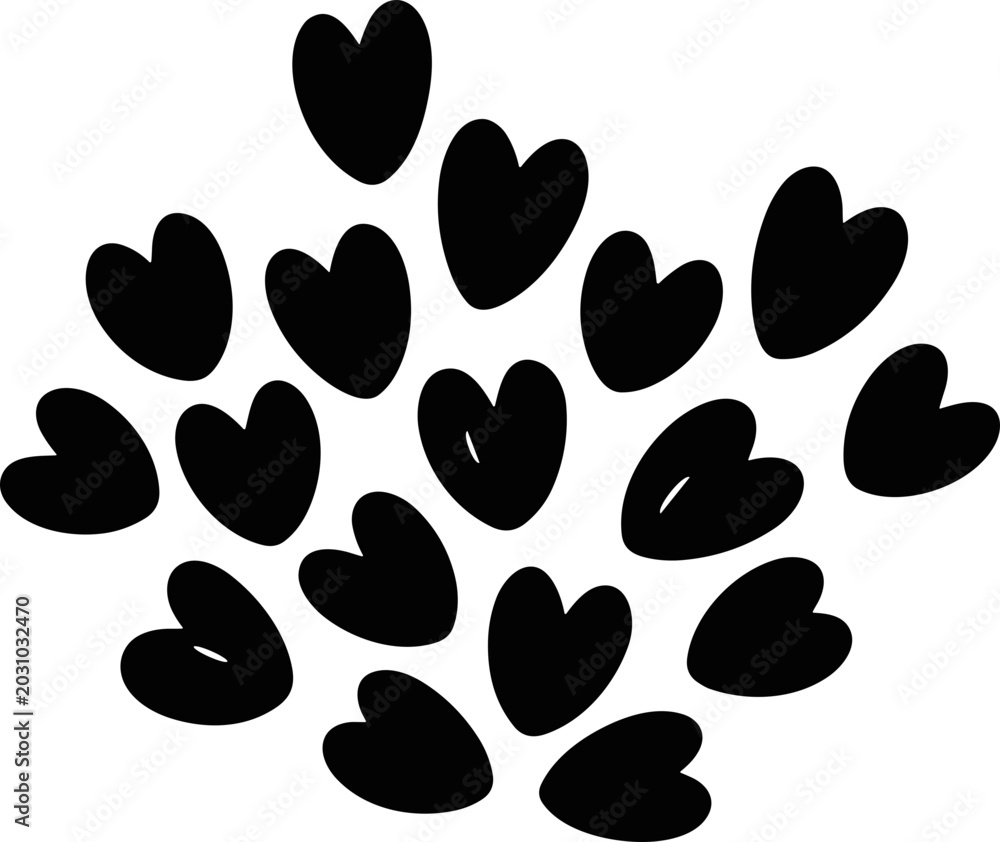 Fototapeta premium Abstract black heart pattern, graphic design, Valentine's Day, love symbol, simple shapes, graphic illustration