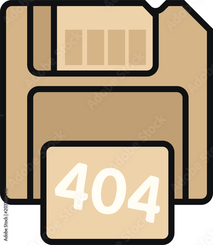 Floppy Disk with 404 Error Label for Missing File Concept