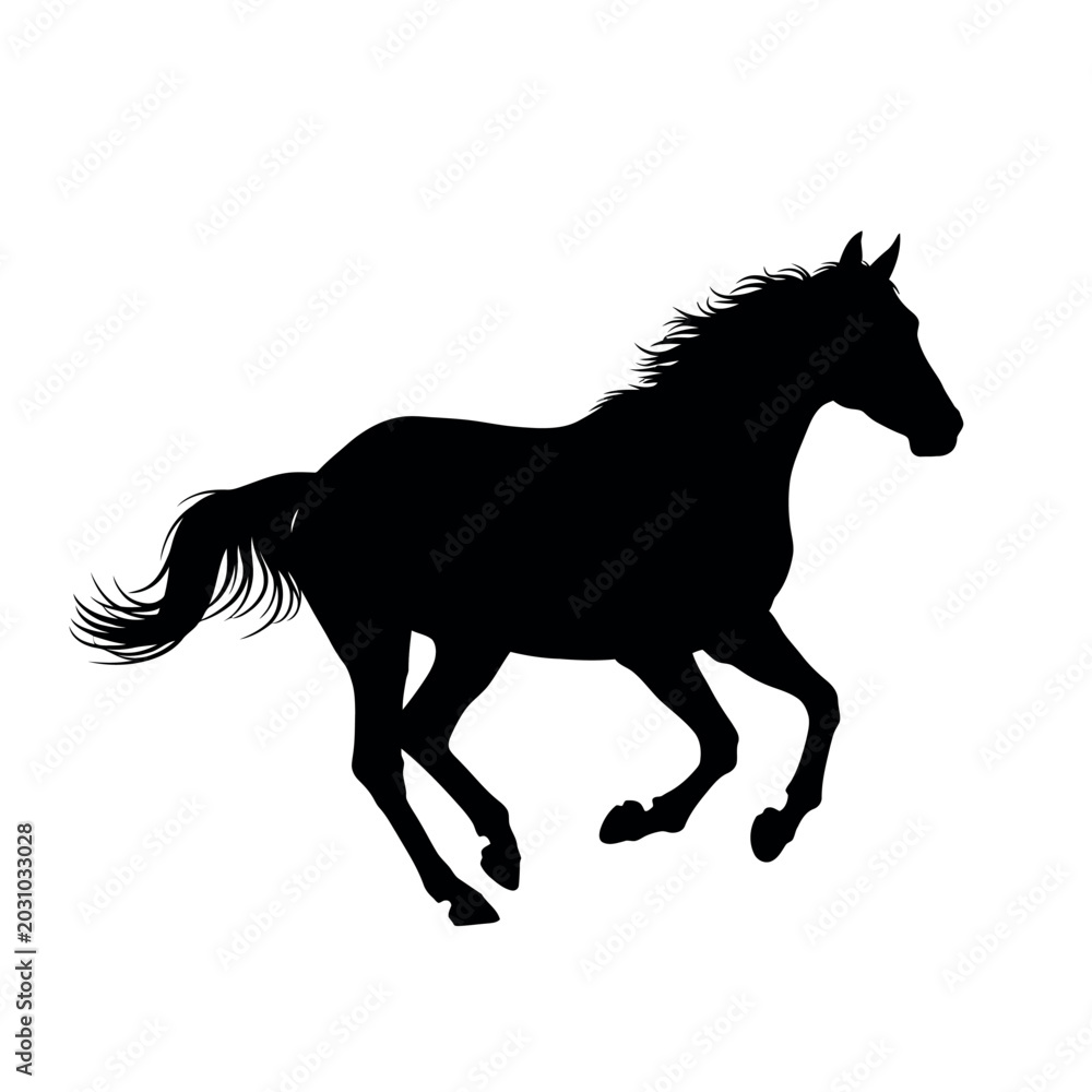 Fototapeta premium Running Horse Silhouette Vector - Galloping Mustang Icon