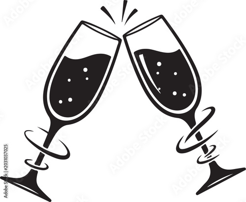 фотографія Two champagne flutes toasting with bubbles toast gesture sparkling wine champagn