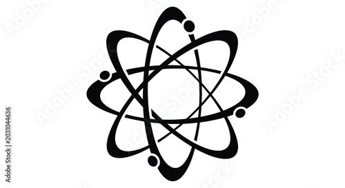 Photos Silhouette of a stylized atom symbol with orbiting particles