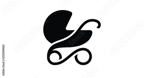 Schilderij op canvas Baby carriage silhouette icon vector illustration for newborn products parenting