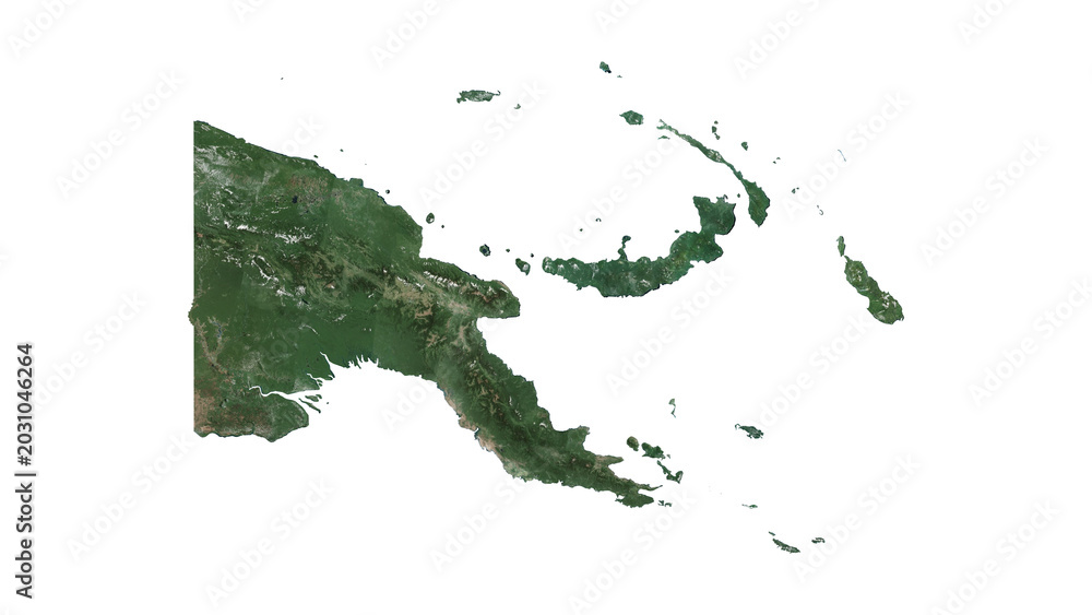 Obraz premium High Detailed PAPUA NEW GUINEA Map PNG, Geographic Relief and Terrain Illustration of PAPUA NEW GUINEA