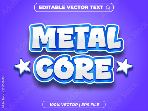 Foto Metal Core Editable 3D Text Effect Vector Illustration