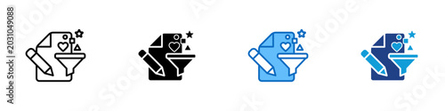 Tableau sur toile Content Filtering Multiple Style Icon Design Vector - Document with pencil and f