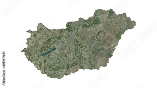 Foto High Detailed HUNGARY Map PNG, Geographic Relief and Terrain Illustration of HUN