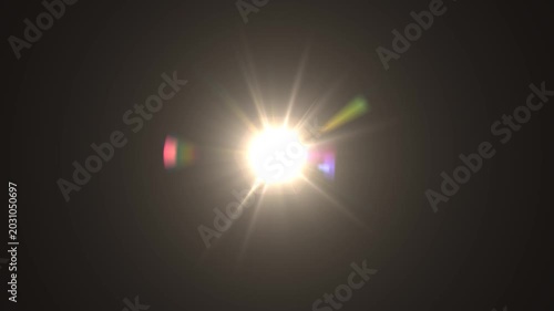 optical light ray loop animation on black screen. Sun rays view, sun spotlight glowing burst concept. optical light beams on black background. 