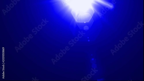 optical light ray loop animation on black screen. Sun rays view, sun spotlight glowing burst concept. optical light beams on black background. 