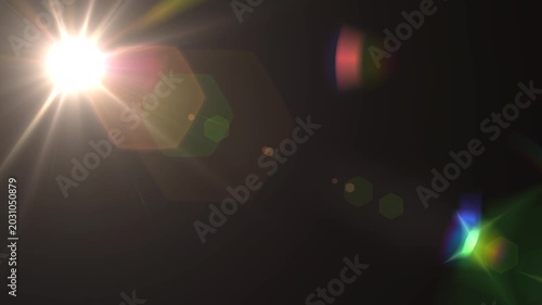 Sun rays view, sun spotlight glowing burst concept. optical light beams on black background. 