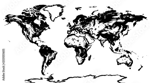 Фотография Black and white world map illustration.