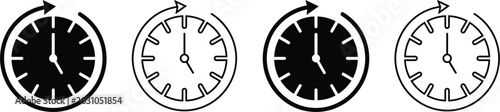 Bild auf Leinwand PClock with Circular Arrow Vector Icon Set Showing Time Cycle Refresh and Durati