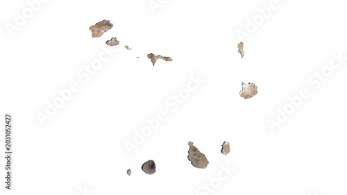 Obraz na plátně High Detailed CAPE VERDE Map PNG, Geographic Relief and Terrain Illustration of