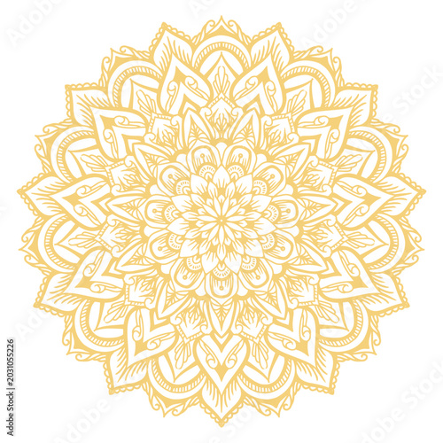 Intricate Golden Mandala Design A symbol of peace, spirituality, and artistic expression