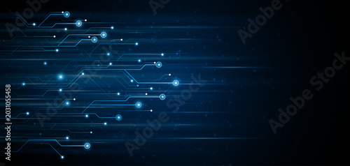 Photos Blue glowing lines with light effect on dark background