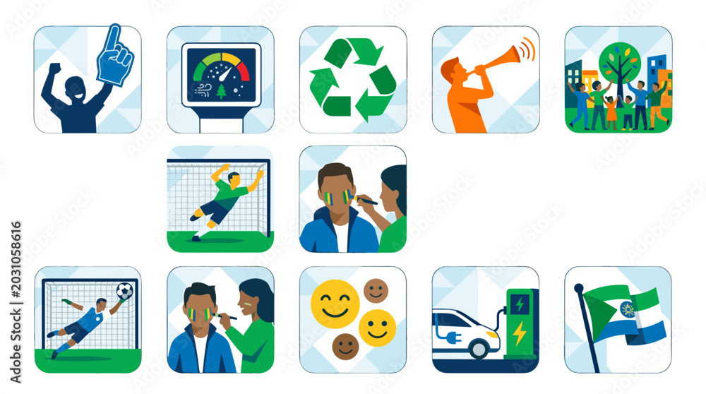 Fototapeta premium Collection of ecofriendly and sustainability icons and symbols