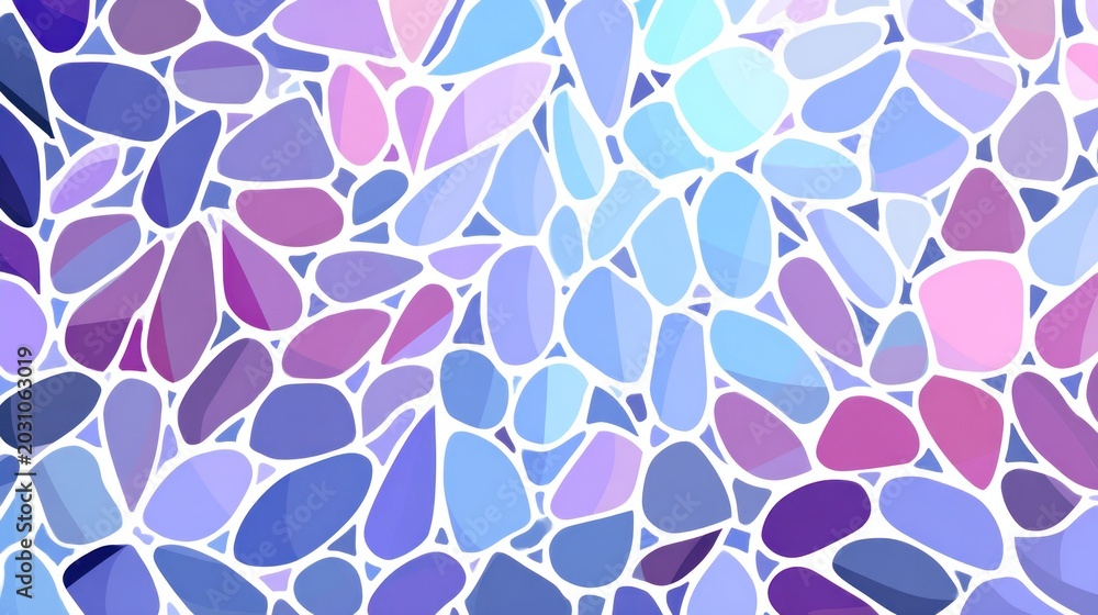 Fototapeta premium Irregularly shaped colored tiles form a vibrant, interlocking mosaic pattern