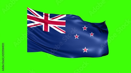 Looping NEW ZEALAND Flag Animation on Green Screen, Waving NEW ZEALAND Flag Isolated PNG Video